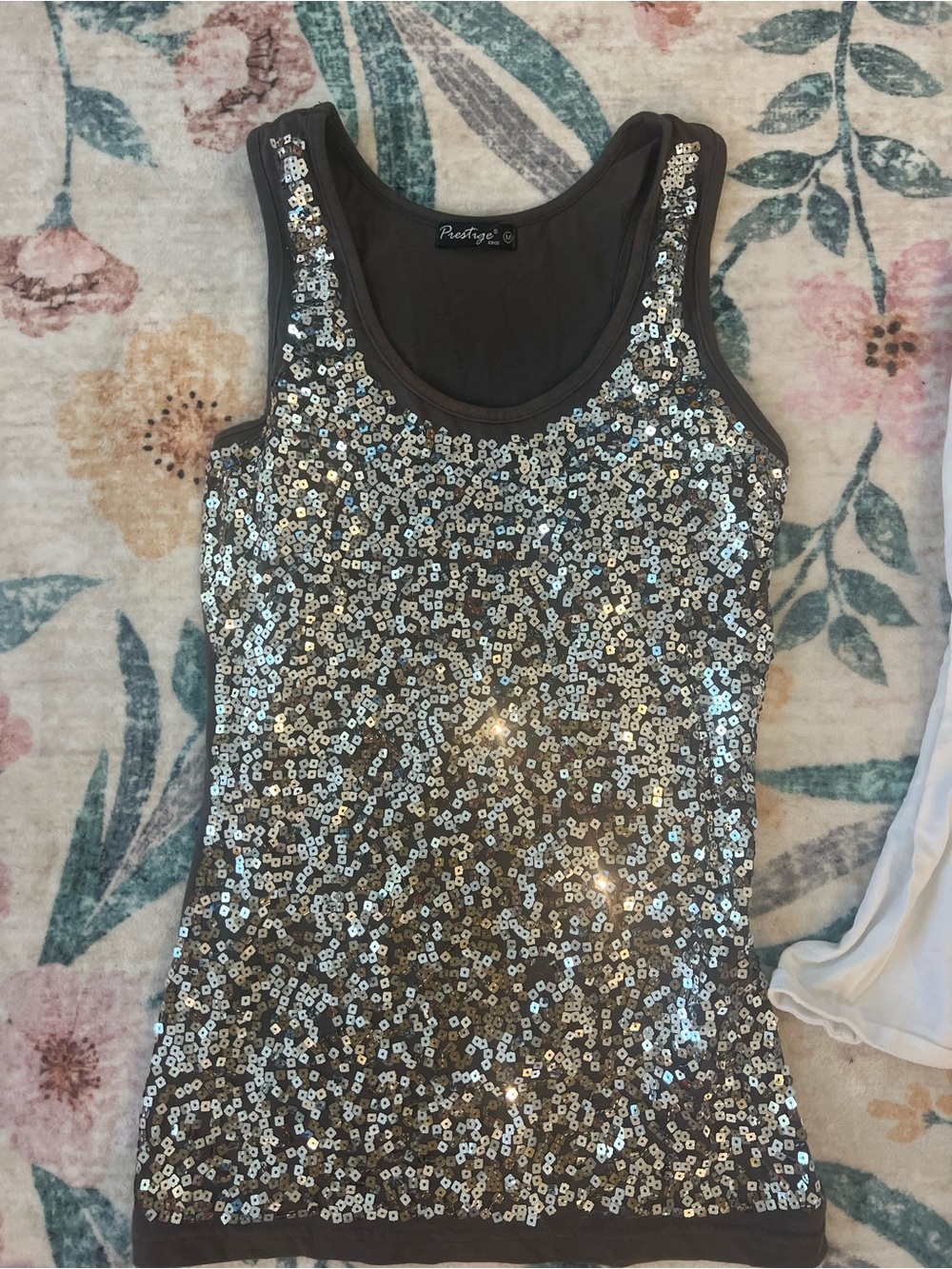 Black Sequin Tank Top — Silver Shine